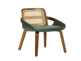 Set of 2 Rattan Back Dining Chairs, Green Faux Leather V1127-AU-DC02-GRN