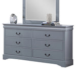 Dressing Chest with 6 Storage Drawers in Solid Wooden Mirror Metal Handles Grey Colour V43-DRS-SPNC