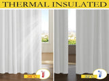 100% Absolutely Blackout Linen Curtains with Thermal Insulated White Liner,Greyish White,52" V1258-DP02-C-1290