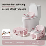 baby portable toilet, potty training, weaning off diapers, soft PU cushion, night-light, bathroom V1106-113-28563-PNK-THREE
