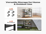 4-Tier Foldable Storage Shelf with Wheels, 66 cm W x 33 cm D x 117 cm H Folding Metal Rack Shelving V952-YDKZDHJHS4C1GV6EX001V0