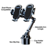 Foldable Car Cup Holder Phone Stand for Double Devices 360 Degree Rotating Adjustment Custom Angles V1192-AZ-W-23666