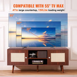 VEVOR Rattan TV Stand, Boho TV Cabinet for 55 inch TV, Mid Century Modern TV Stand, Rattan TV V952-TBDSJ47INHTMOXPGTV0