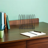 Stylish Iron Desktop Bookshelf, Black, Multi-Tiered Design, Easy Assembly, Office Use V1366-AZ2-W-18187