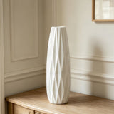 12-Inch White Ceramic Textured Vase for Modern Minimalist Home Decor V1370-AZ4-15160
