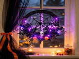Halloween Artificial Seasonal Wreath, 45 x 45 cm with LED Lights, Indoor and Covered Outdoor Decor V1366-AZ2-W-16023