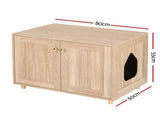Artiss 2-In-1 Coffee Table Pet Cat House Wooden Side Table Storage Cabinet 80x50x55CM FUR-AF-COF-01P-WD