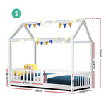 Artiss Bed Frame Wooden Kids House Frame White ROCK WBED-F-HOUSE-ROCK-S-AB