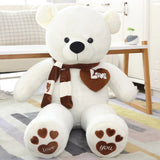 NNECN Huge 100cm White Giant Teddy Bear Toys Stuffed Animals Soft Plush Cotton Scarf Bear Hold V728-NNETEDW