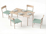 Artiss Dining Table and Chairs Set of 5 Compact Kitchen Furniture Natural Light Green DSET-U-5279-GN
