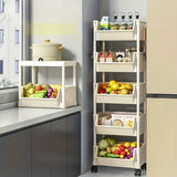 5-Tier Plastic Rolling Utility Cart, Cart Organizer for Bedroom, Multi Purpose Narrow V1192-AZ-W-33732