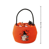 Halloween Candy Storage Basket,Woven Cotton Rope Snack Holder with Ghost Design,Multi-purpose Treat V1369-AZ3-W-14919