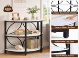 Artiss Semi-Circle End Table 3 Tier Coffee Table Side Nightstand Shelf Marble Effect White&Black FUR-Z-COF10-BKWH