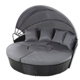 Gardeon Sun Lounge Setting Wicker Lounger Day Bed Patio Outdoor Furniture Black ODF-SUNBED-180OT-BK-ABC