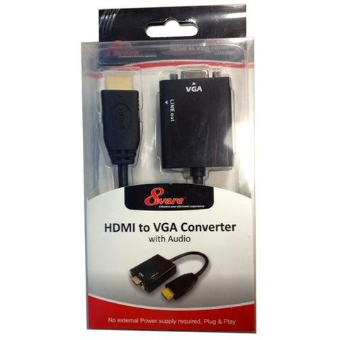 8WARE HDMI 19-pin to VGA 15-pin Male to Female Converter without Power Adapter plus 3.5mm Stereo V177-L-CB8W-CVT-HDMIVGA