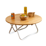 Portable Bamboo Folding Camping Table - Lightweight Round Table with Aluminum Alloy Frame for V888-ELOSUNG1095