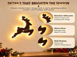 Antler Glow LED Reindeer Wall Decor, Warm Backlit Peel & Stick Christmas Wall Silhouette Lights, V1366-AZ2-W-24958