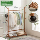 6 Hook No Rack Rail Walnut Finished Portable Coat Stand Rack Rail Clothes Hat Garment Hanger Hook V255-B-6H-WOR-W