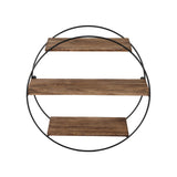 Artiss Floating Wall Shelf Round 3-Tier FUR-S-WALL-RND-3T-WD