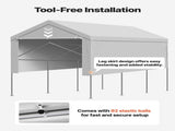 Carport Replacement Canopy, 6 x 4 m Potable Garage Tent Top Tarp with Sidewalls, UV-Resistant & V952-CKPB13X20FTHFHUUD001V0