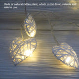 50 White 3D Hollowed Rattan Heart-Shaped 5M LONG String Fairy Lights, Battery Indoor & Outdoor V382-WHHRTRATTBATT50