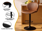 Artiss 4x Bar Stools Kitchen Swivel Gas Lift Counter Chair Shell Leather Brown BA-KJ-5681-BRX4