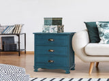 Artiss Bedside Table 3 Drawers Vintage - THYME Blue ST-CAB-B-VIN3D-BU