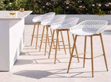 Gardeon 4-Piece Outdoor Bar Stools Plastic Metal Dining Chair Balcony White ODF-BA-CHAIR-PP-WH-4X