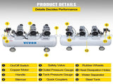 Oil Free Air Compressor Air Compressor Tank 100L 3HP Ultra Silent Inflator V952-KYJ750-3-100LLDW1V3