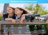5K Video Camera with 56MP Dual Lens, WiFi, IR Night Vision, and 64GB SD Card in Black V178-59099