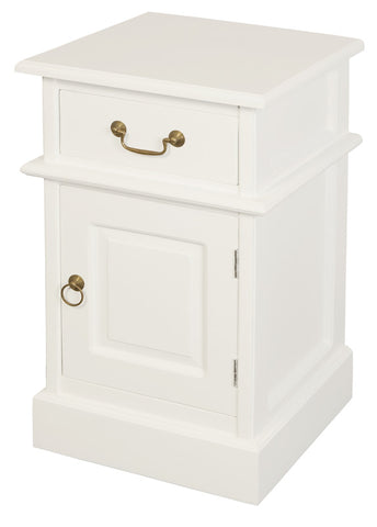 Tasmania 1 Solid Door 1 Drawer Bedside V199-BS101PNRWH