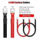 12PCS 4 AWG Battery Cables,30CM Marine Battery Inverter Cables Set, with 3/8In Tinned Copper V1370-AZ4-10039