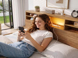 Artiss King Single Bed Frame with Storage, 4 Drawers, USB and Night Light Natural WBED-F-TAMBUR-KS-WOOD-ABC