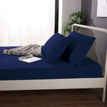 Ramesses 1000TC Linen Bamboo Fitted Sheet Combo Set Deep Blue King Single V442-KIT-FITTEDSS-LINENBAMBOO-DEEPBLUE-KS