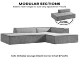 Sarantino Vani 3 Seater Modular Sofa Set - Light Grey SOFA-MLM-315-LGY
