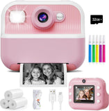 1 Children's Digital Camera with Instant Printing 1080P HD 2.4-inch Screen, Pink, Includes Paper and V1188-MS-325-0191