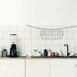 White Pegboard Storage Basket for Kitchen Wall Mounted Wire Organizer, Metal Wire Basket for Home V1366-AZ2-W-19194