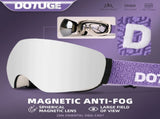 Magnetic Ski Goggles HD Anti-Fog Spherical Lens, UV400 Protection for Snow Sports, Compatible V1341-ZY-VCLGH5NH-B