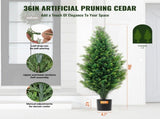 2 Pack 36 Inch Artificial Cedar Topiary Trees with Pots UV Resistant Faux Evergreen Pine Cypress V767-VVR-XSRGXJS36YCAQ7I5UV0