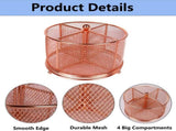17x17x13cm Rose Gold Metal Mesh Desk Organizer Office Supplies Storage V1258-DP02-BOL-594