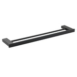 Matt Black Cubic Square 600mm Double Towel Rail Rack Hanger Holder Bar Wall Kit V1233-8700360BL