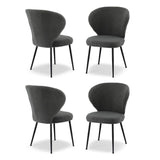 Artiss 4x Dining Chairs Sherpa Boucle Wing Back Grey UPHO-C-DIN-2514-GYX4