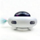 Automatic Electric Cat Toy with Feather Wand USB Rechargeable UFO V1263-JX-6894