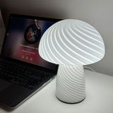 Dimmable Mushroom lamp,Glass Mushroom Bedside Table Lamp Small Nightstand Desk lamp Swirl Light for V1369-AZ3-W-26316