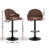 Artiss 4x Bar Stools Kitchen Swivel Gas Lift Counter Chair Shell Leather Brown BA-K-256-BRX4
