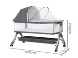 Bopeep Baby Cot Bed Crib Newborn Co-Sleeper Bassinet Safety Adjustable Bedside KD1192-GY-AU