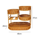 Imitation Rattan Fruit Basket Multi-Layer Fruit Basket Snack Storage Candy - Light Brown - Size L V1347-122-30192-LIG-L