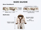 Coral Fleece Leopard Trim Bathrobe Set Bow Headband Included- White Hooded Plush Dressing Gown with V888-ELOSUNG54486