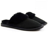 Sheepskin Wool Womens Slippers Scuffs Slip On Winter Ugg Slippers in Black V563-BR-SHEEPSCUFFS-BLKFR-6