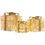 Christabelle Set of 3 Battery Operated Golden Christmas Gift Boxes Warm White LED Lights Indoor 112_MHA604